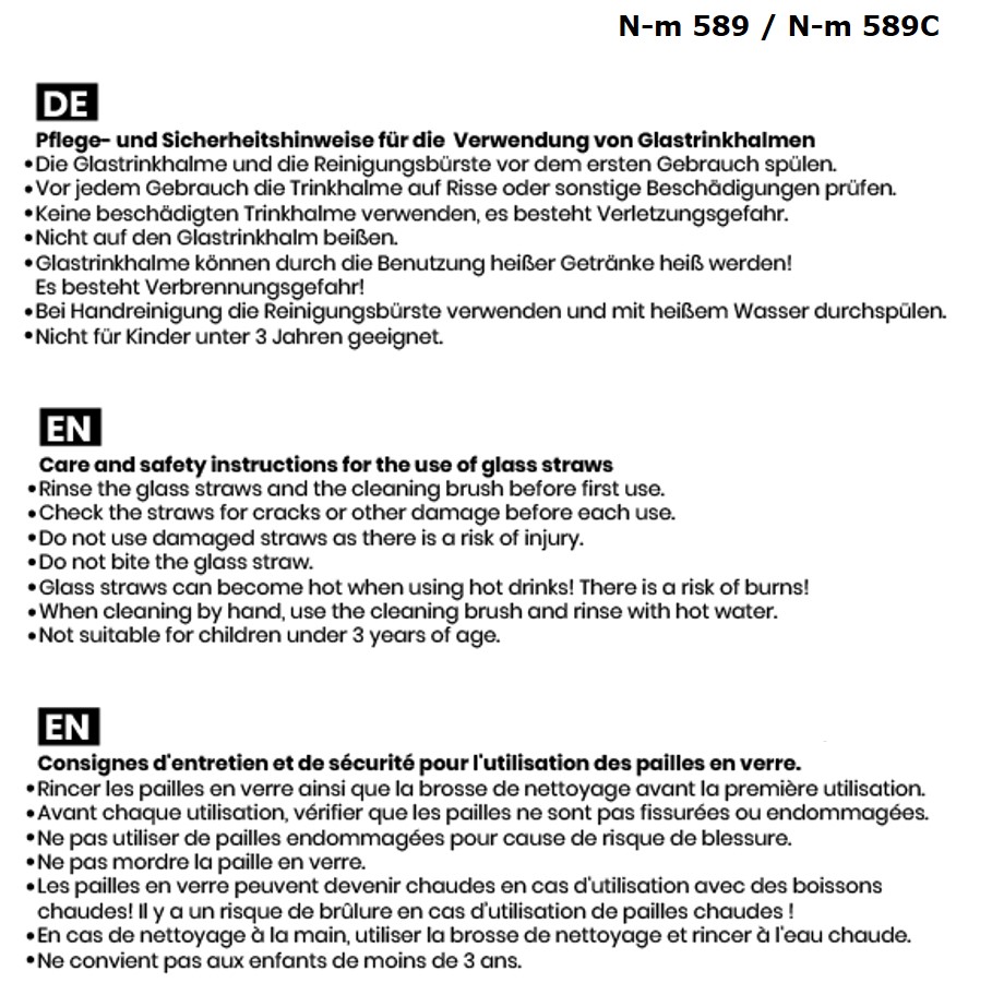 Set aus 4 farbigen Glas-Trinkhalmen mit Reinigungsbürste