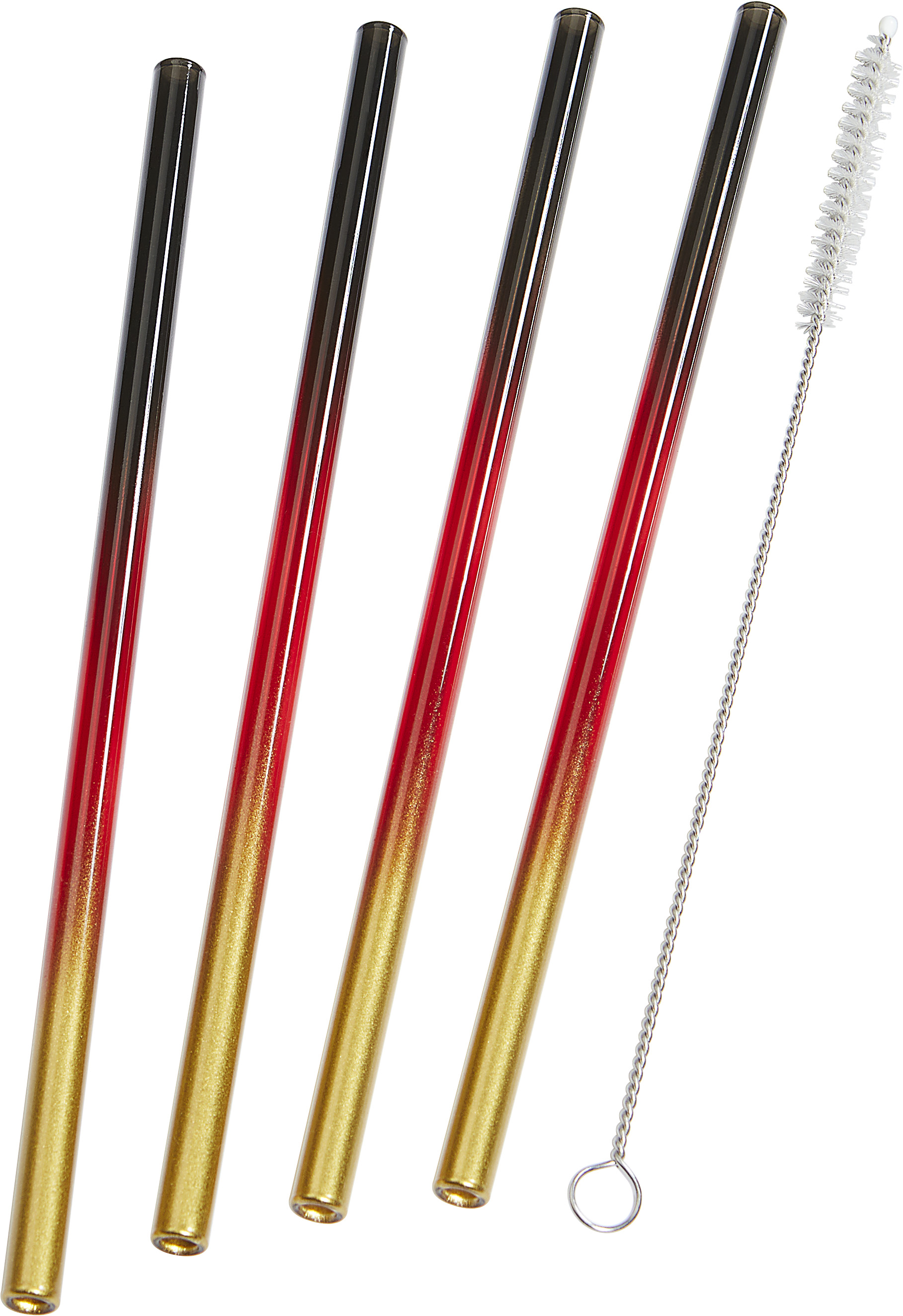 Set of 4 Glass Straws in the Colours of Germany with brush
