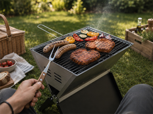 SOLID Klappbarer, moderner Holzkohlegrill