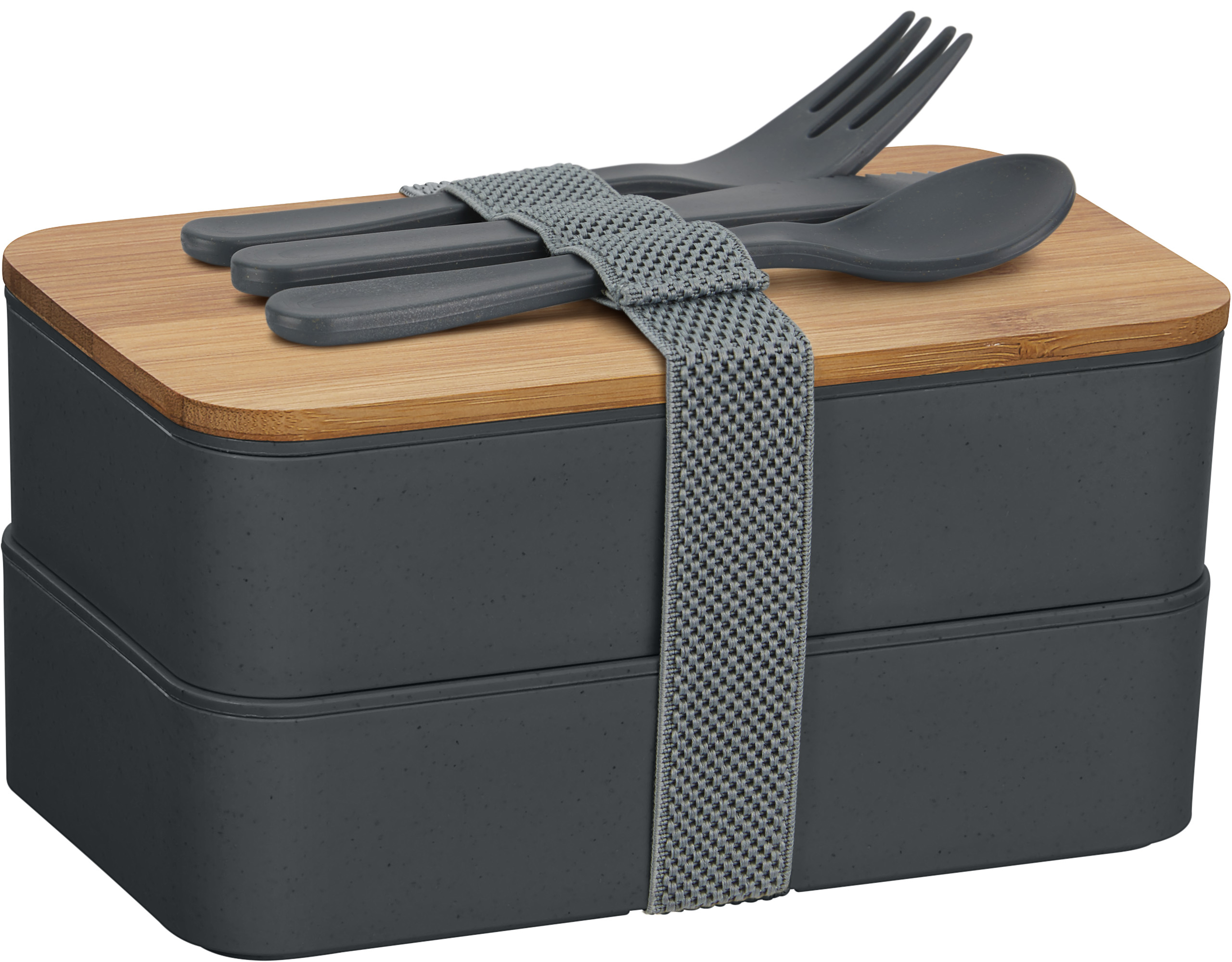 Eco-Friendly double lunchbox ECO L1 with Bamboo lid and cutlery