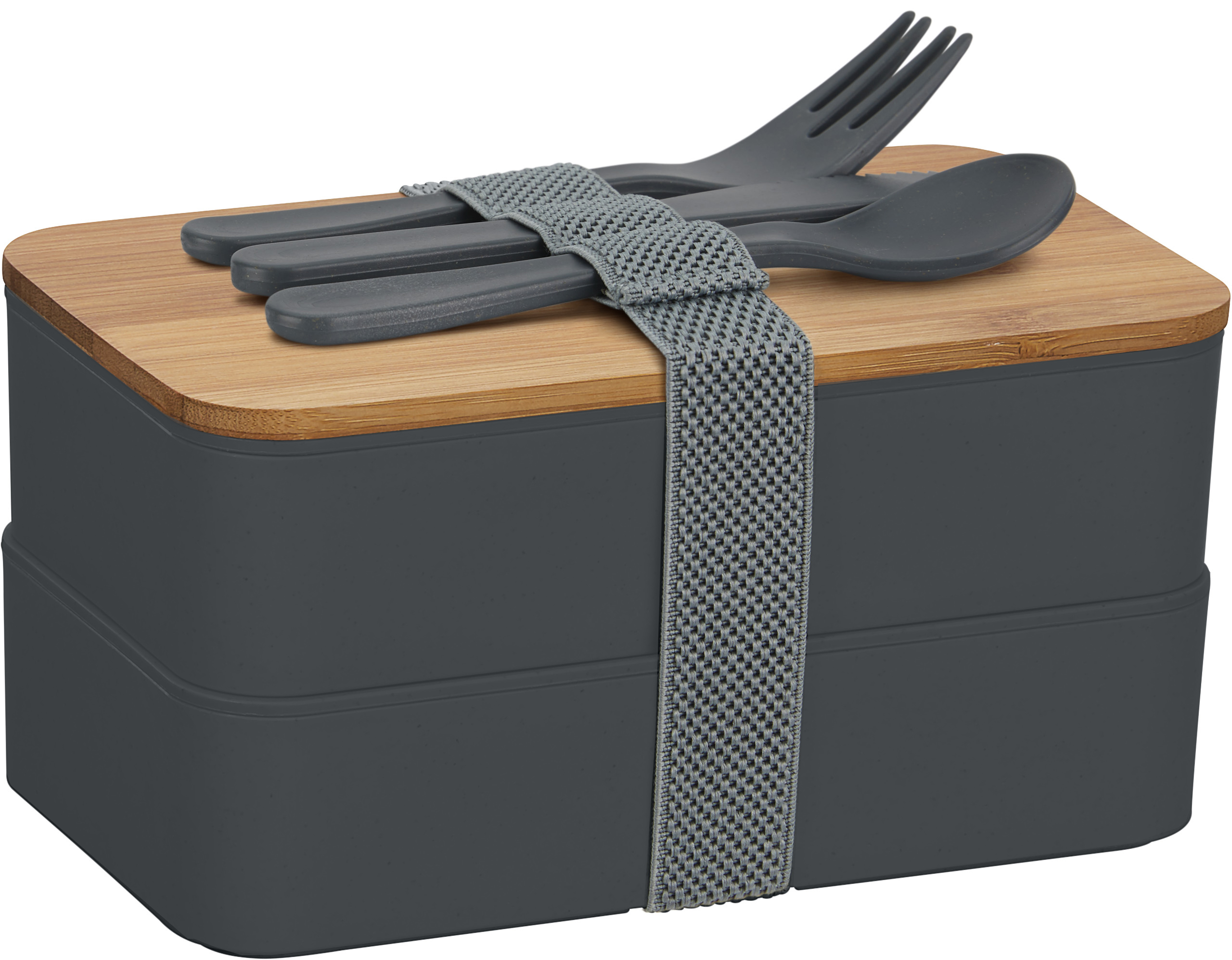 Eco-Friendly double lunchbox ECO L1 with Bamboo lid and cutlery