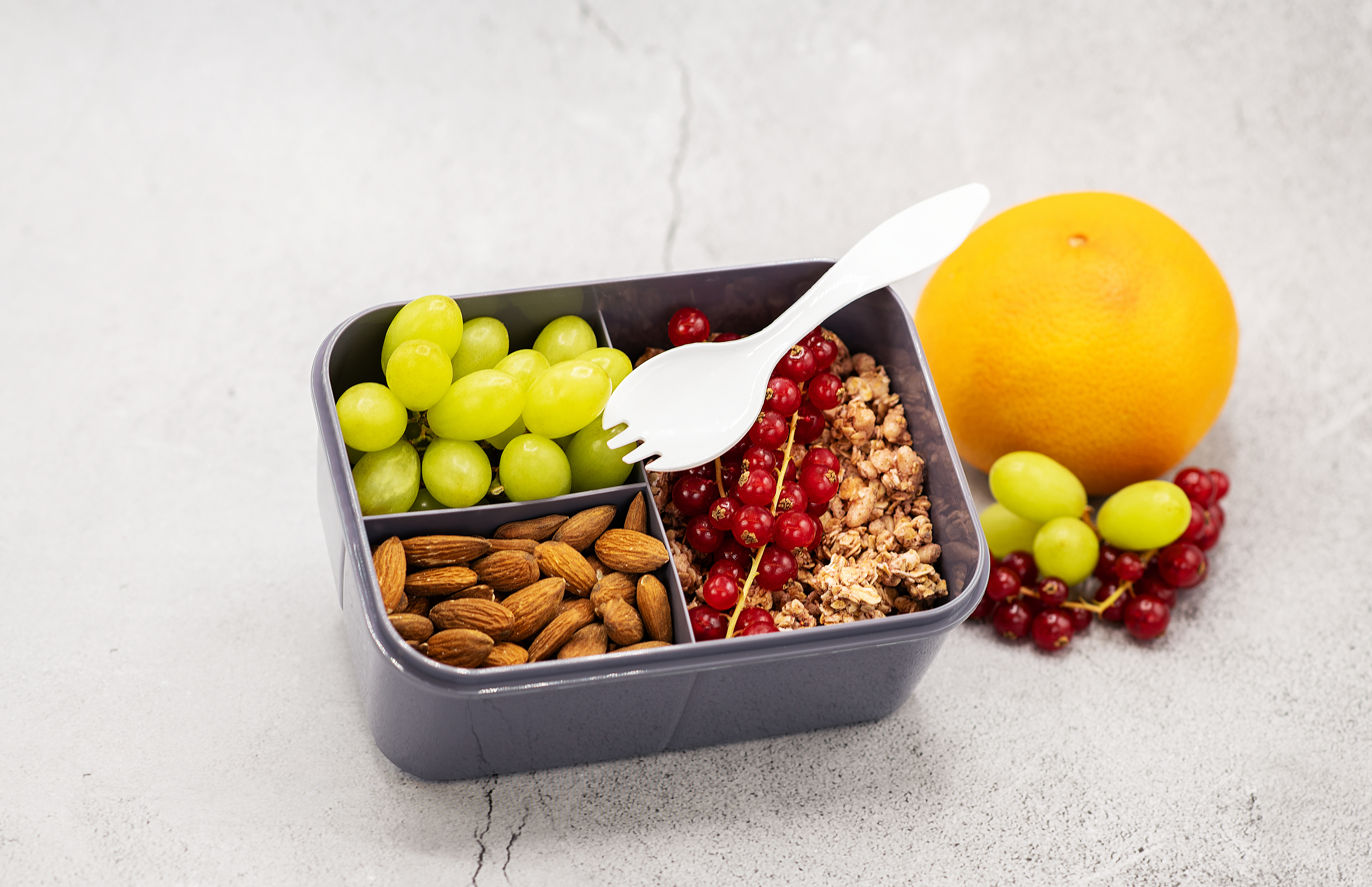 SNACK lunch box with inner divider and spork compartment